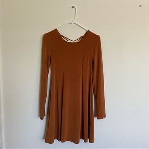 forever 21 brown orange long sleeve dress